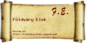 Földváry Elek névjegykártya