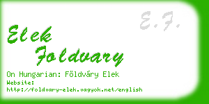 elek foldvary business card