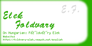 elek foldvary business card